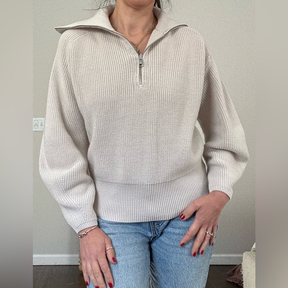 COS Wool and Cotton Half Zip  Ribbed Sweater /Jumper